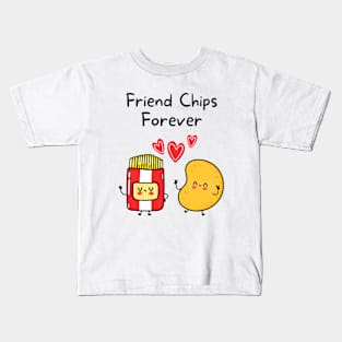 Cute Friend Chips Forever Platonic Friendship Best Friend Jokes Kids T-Shirt